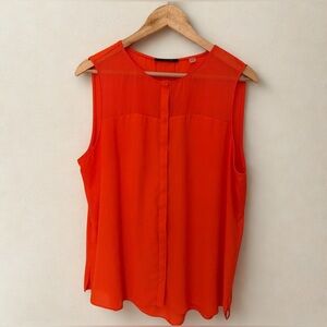 T Tahari Women’s Vibrant Orange Sleeveless Blouse Size X-Large